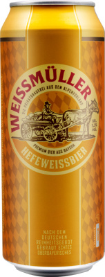 Пиво светлое нефильтрованное ВайсМюллер Хефевайсбир /WeissMuller Hefeweissbier ж/б (0,5 л.)
