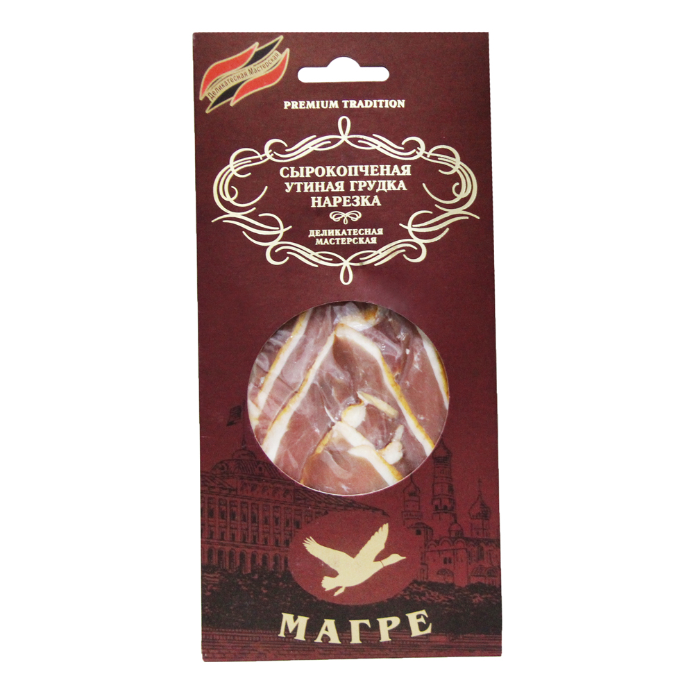 Утиная грудка "Магре" сырокопченая 75г в/уп тм "ДМ" (10%) - подробнее Утиная грудка "Магре" сырокопченая 75г в/уп тм "ДМ" (10%)