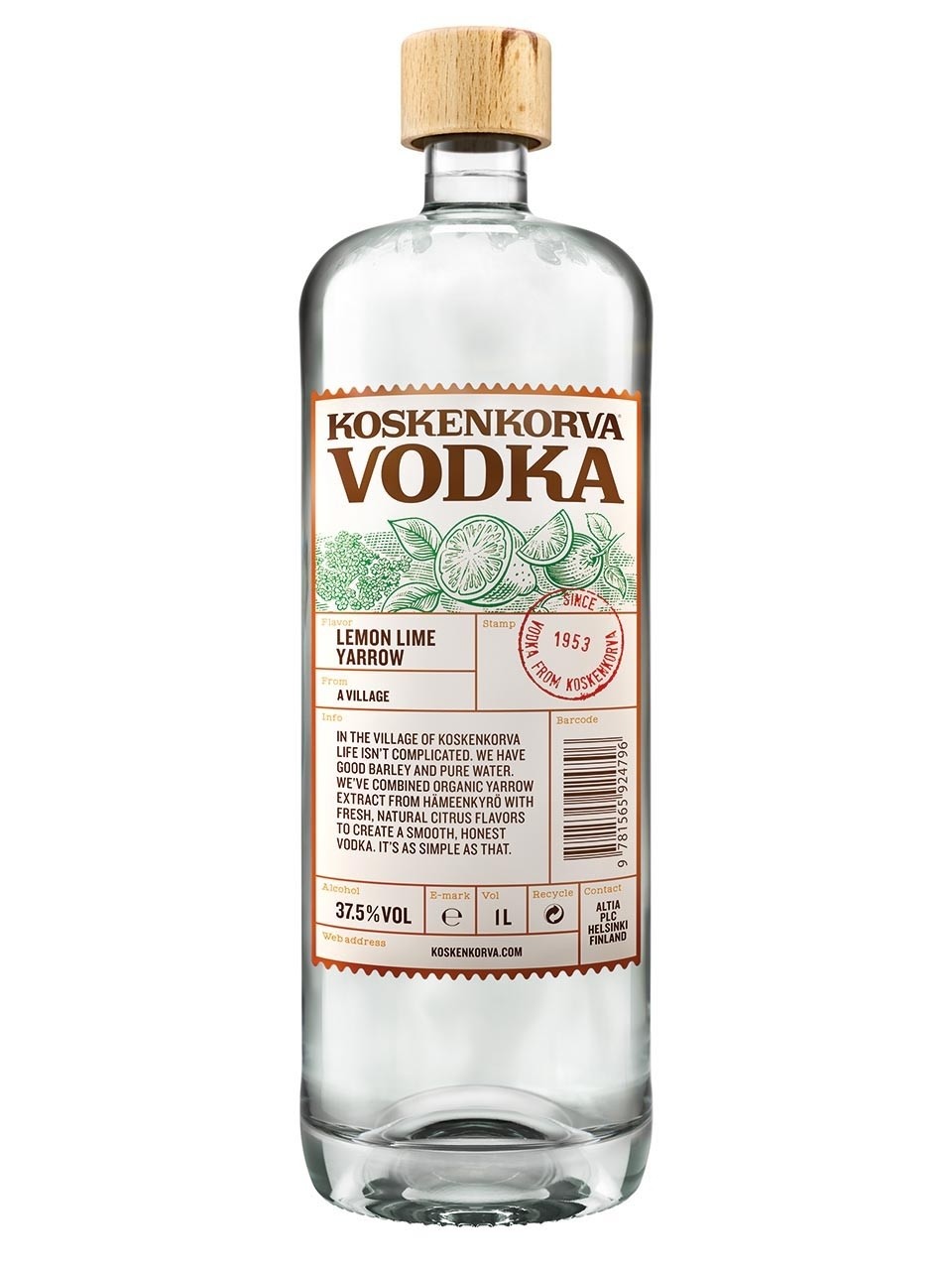 Водка Коскенкорва Лимон, лайм тысячелистник 0,04 / Koskenkorva Vodka Lemon Lime Ya