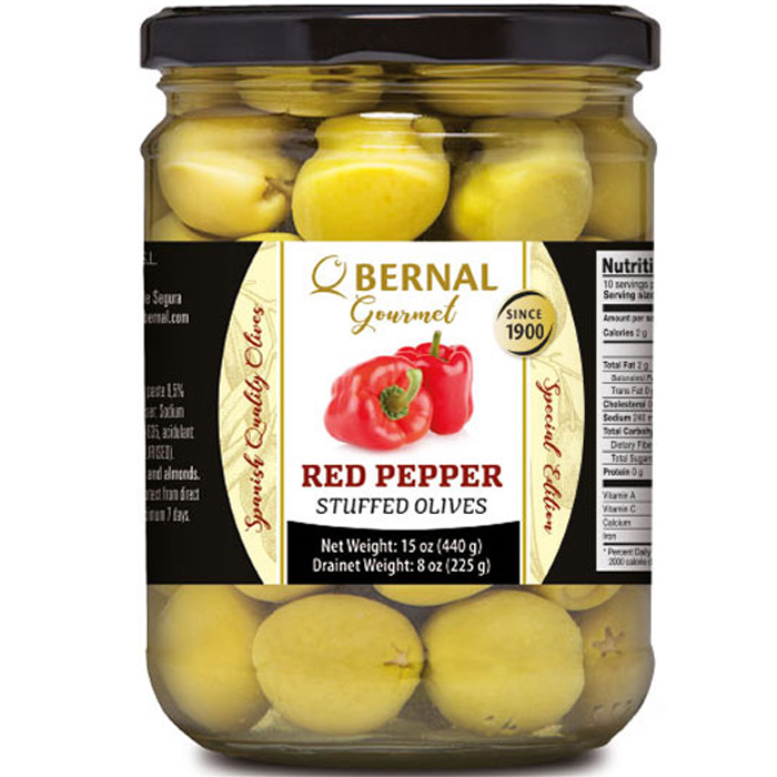 Оливки фаршированные перцем Bernal, 436 гр