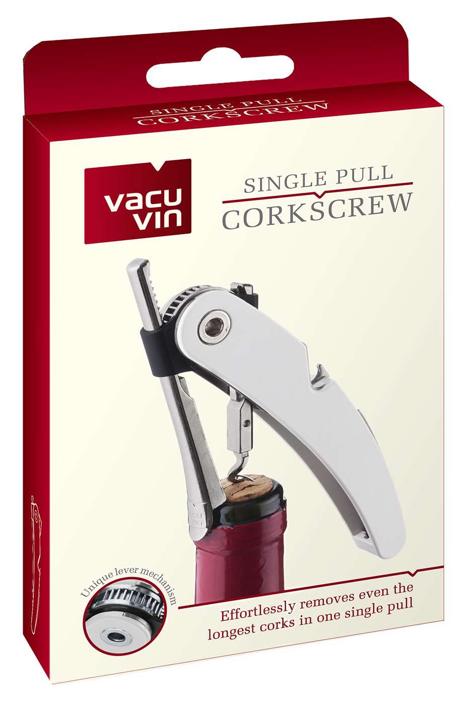Штопор VacuVin Single Pull, белый, арт.68852606