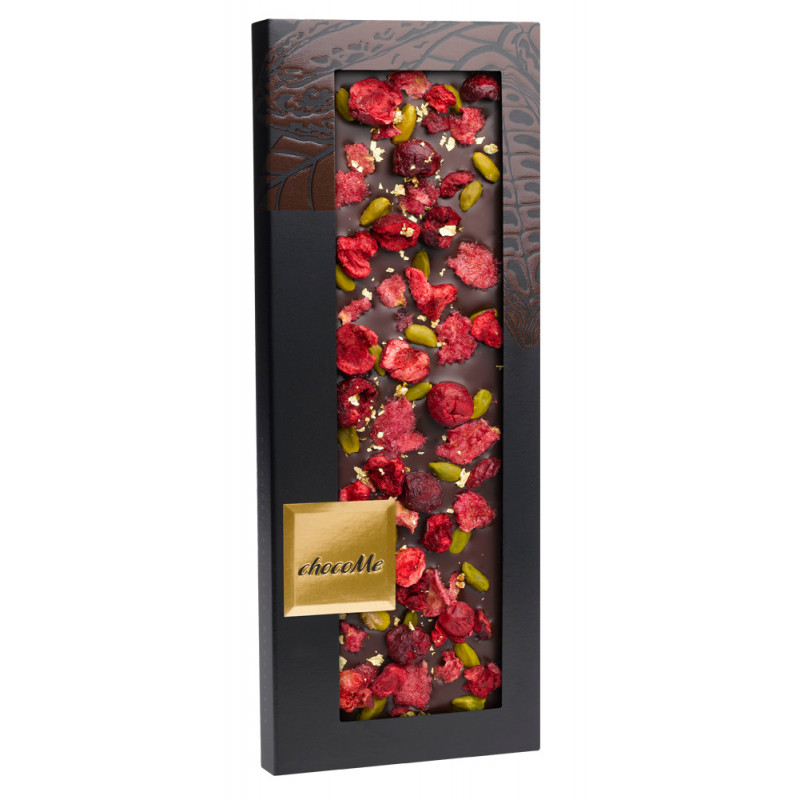 Горький шоколад Valrhona фисташки бронте, лиофилизированные кусочки вишни, засахареные лепестки розы - подробнее Горький шоколад Valrhona фисташки бронте, лиофилизированные кусочки вишни, засахареные лепестки розы