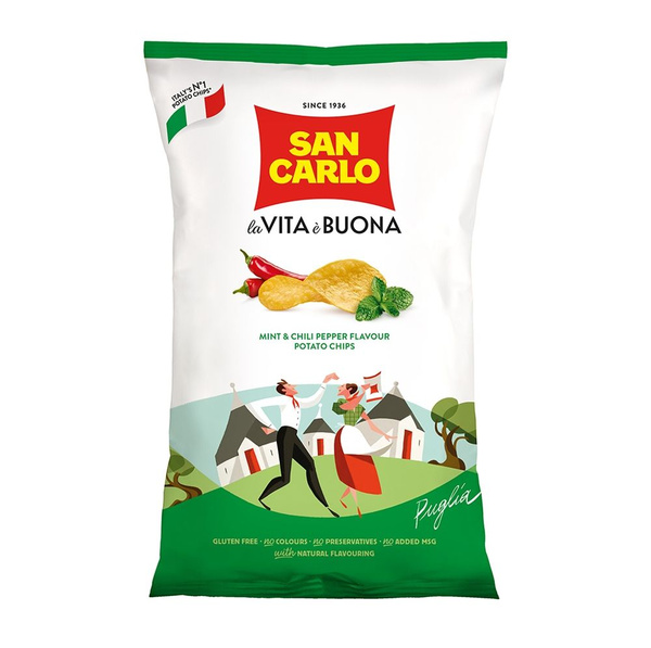 Чипсы картофельные San Carlo со вкусом мяты и острого перца 150 гр