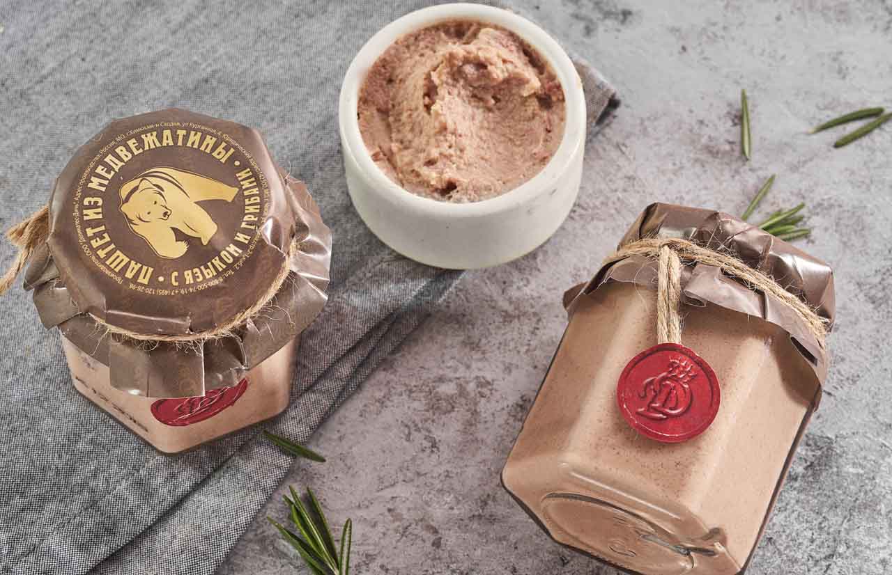 Паштет из медвежатины с языком и грибами