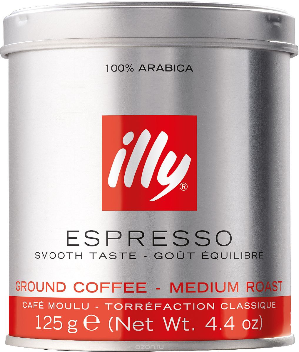 Кофе illy молотый, средней обжарки, банка 125 г