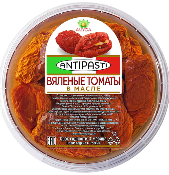 Томаты вяленые со сливочным сыром, 250г,шт, тм Амига
