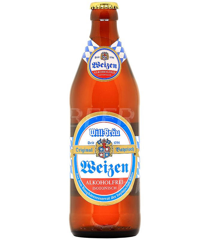 Пиво светлое нефильтрованное безалкогольное Вилл Брау Вайцен / Will-Brau Weizen Alkoholfrei 0,5л