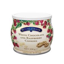 Датское песочное печенье с белым шоколадом и малиной «ROYAL DANSK» 250гр